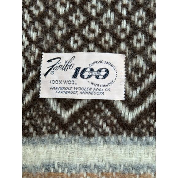 Vintage Faribo Stadium Wool Throw Lap Blanket Aztec Mesa Faribault Woolen Mill - Picture 3 of 11